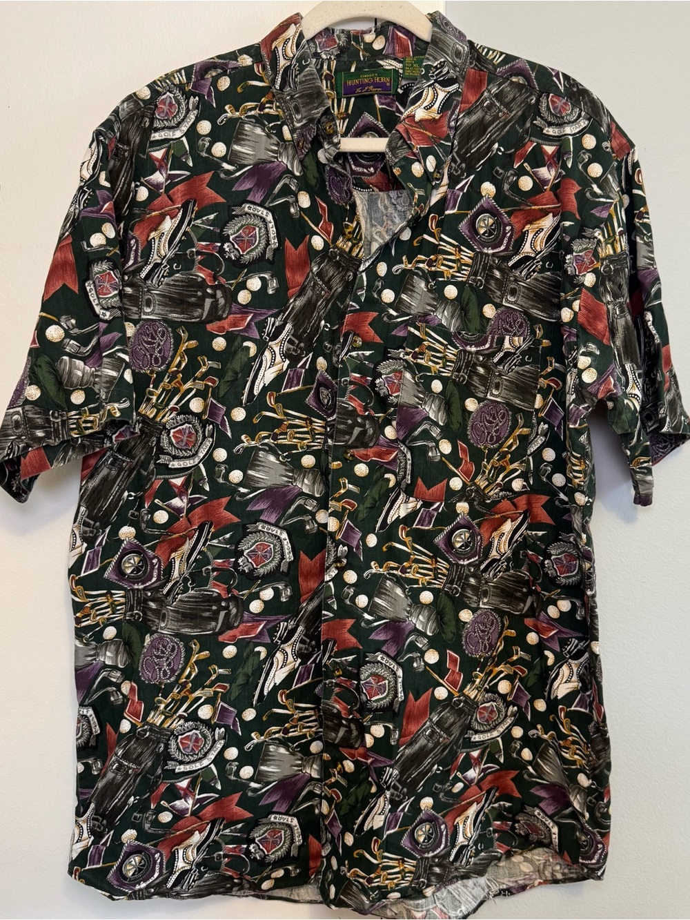 Vintage Hunting Horn Golf Print Short-Sleeve Shirt quirky fun shirt